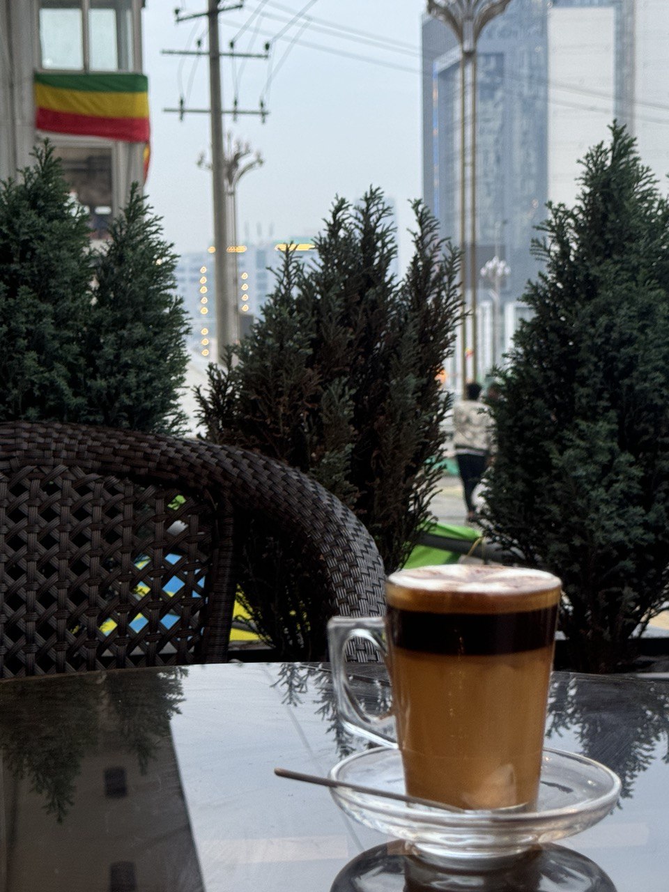 Modern dining area with ambient lighting